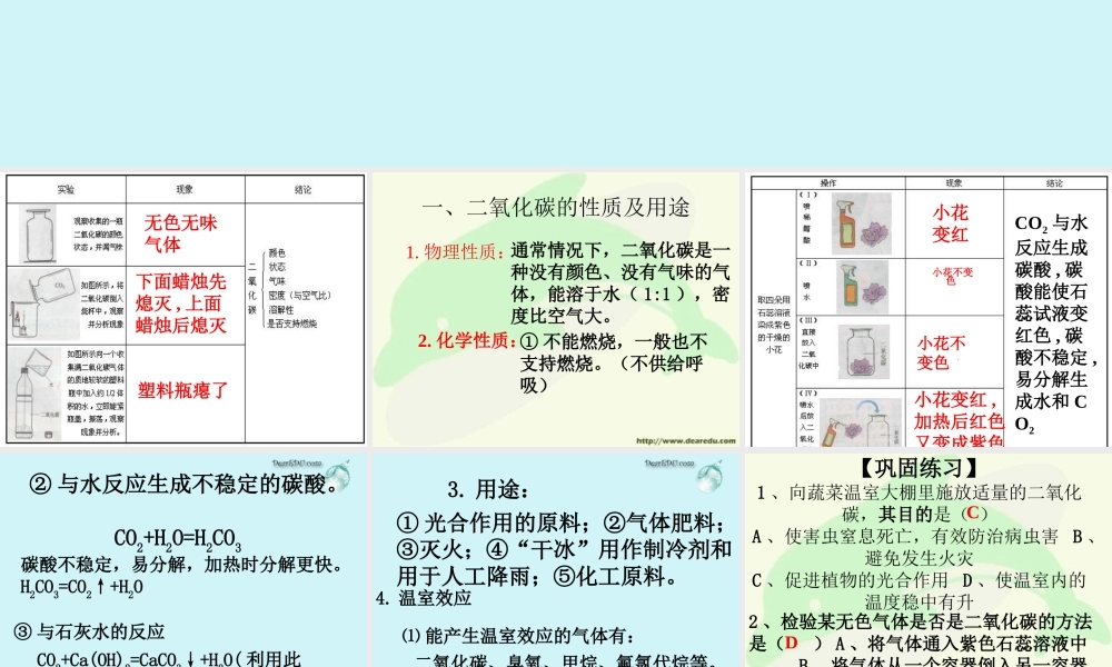 初三化学二氧化碳和一氧化碳 人教版 课件