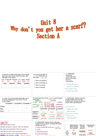 八年级英语 Unit 8 Why don t you get her a scarf 2 课件