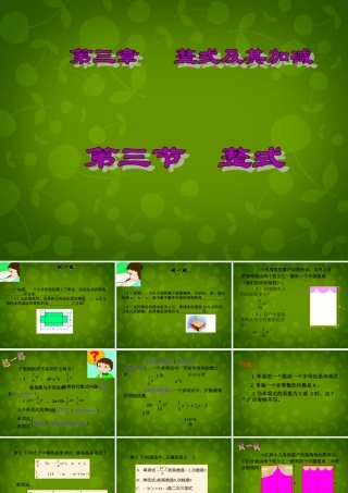 中学七年级数学上册 3.3 整式课件 (新版)北师大版 课件