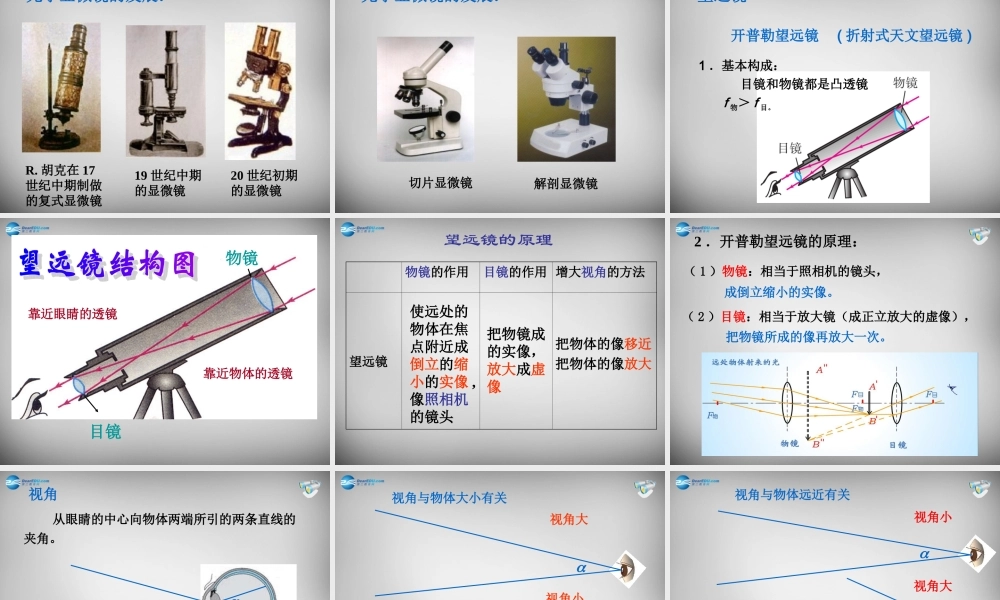 中学八年级物理上册 5.5 显微镜和望远镜课件 (新版)新人教版 课件