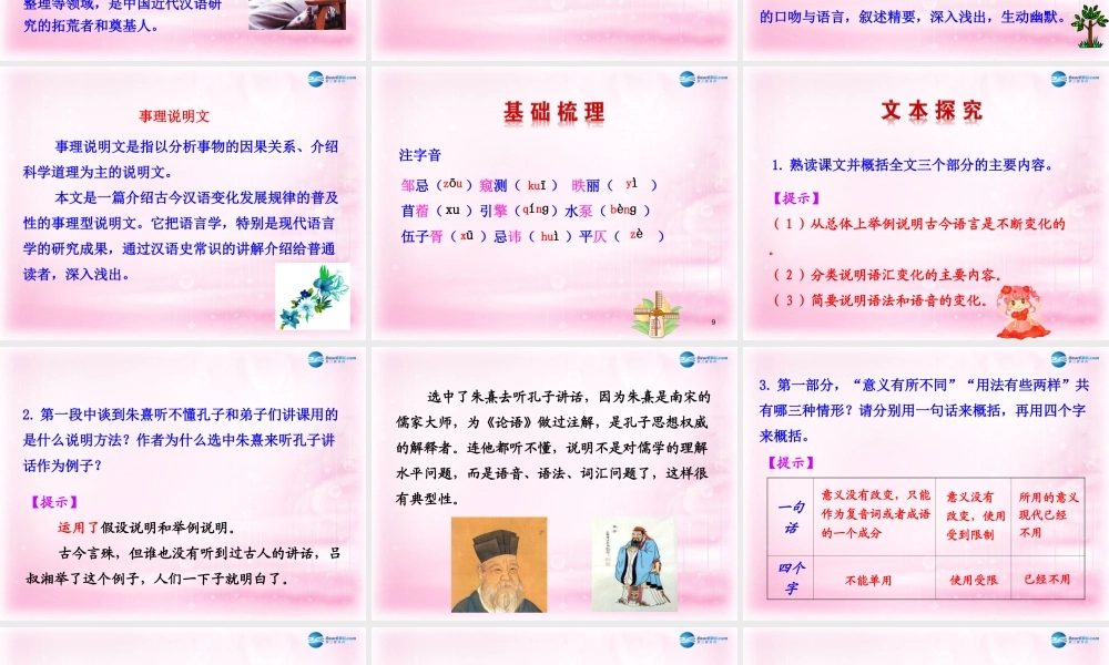 中学高三语文(第六课 语言的演变)课件