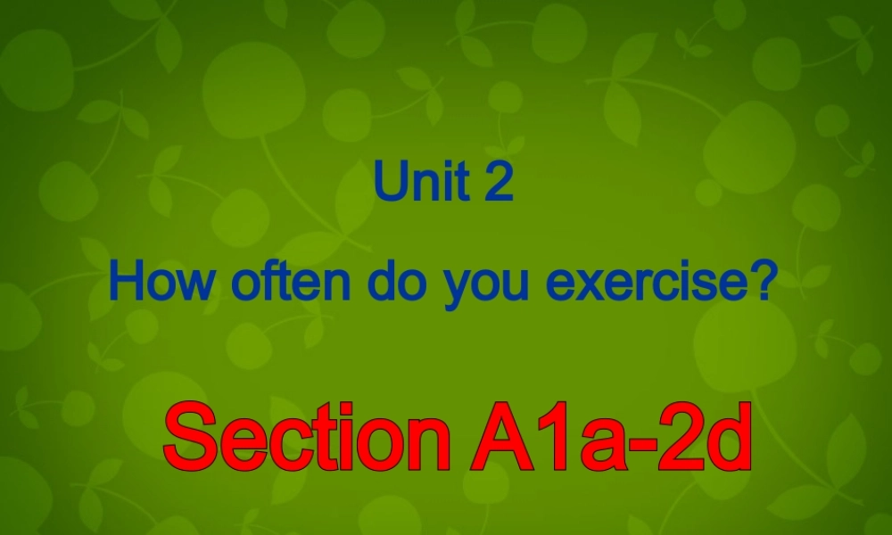 八年级英语上册 Unit 2 How often do you exercise Section A 1课件 (新版)人教新目标版 课件