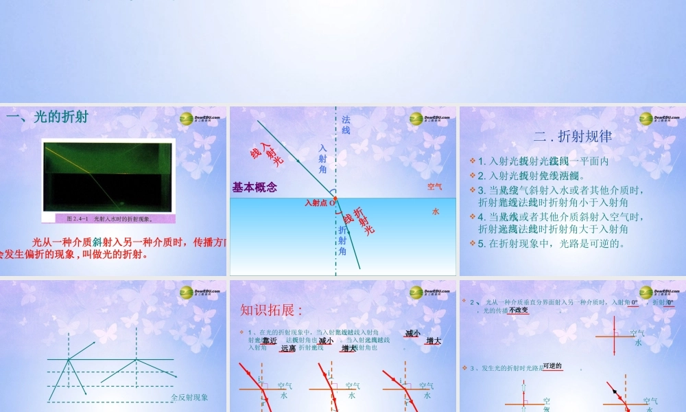 八年级物理上册 2.4 光的折射课件 新人教版 课件