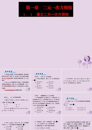 七年级数学下册 第1章(二元一次方程组)1.1 建立二元一次方程组习题课件 (新版)湘教版 课件