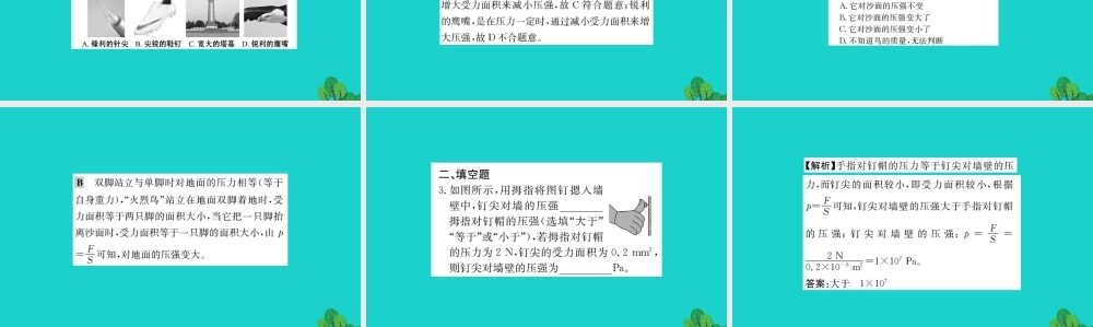 八年级物理全册 第八章 第一节 压力的作用效果习题课件 (新版)沪科版 课件