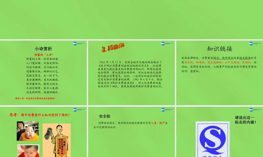 八年级政治下册 16.1 消费者依法享有的合法权益课件 苏教版 课件