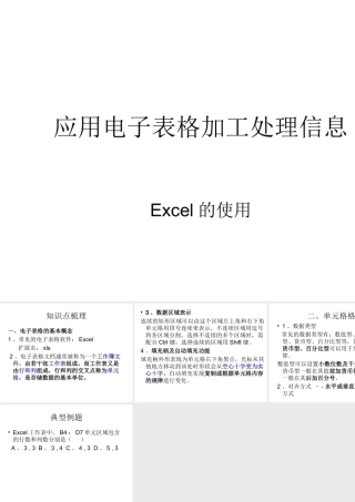 信息技术高考复习应用电子表格加工处理信息