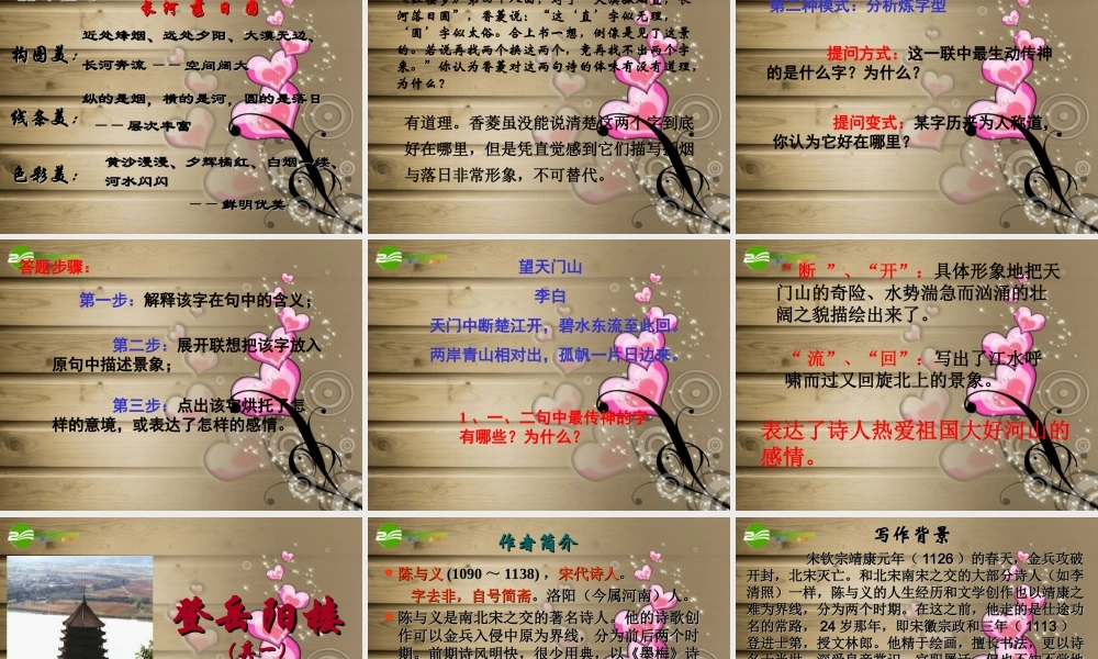 八年级语文上册 第六单元(使至塞上)(登岳阳楼)课件 人教新课标版 课件