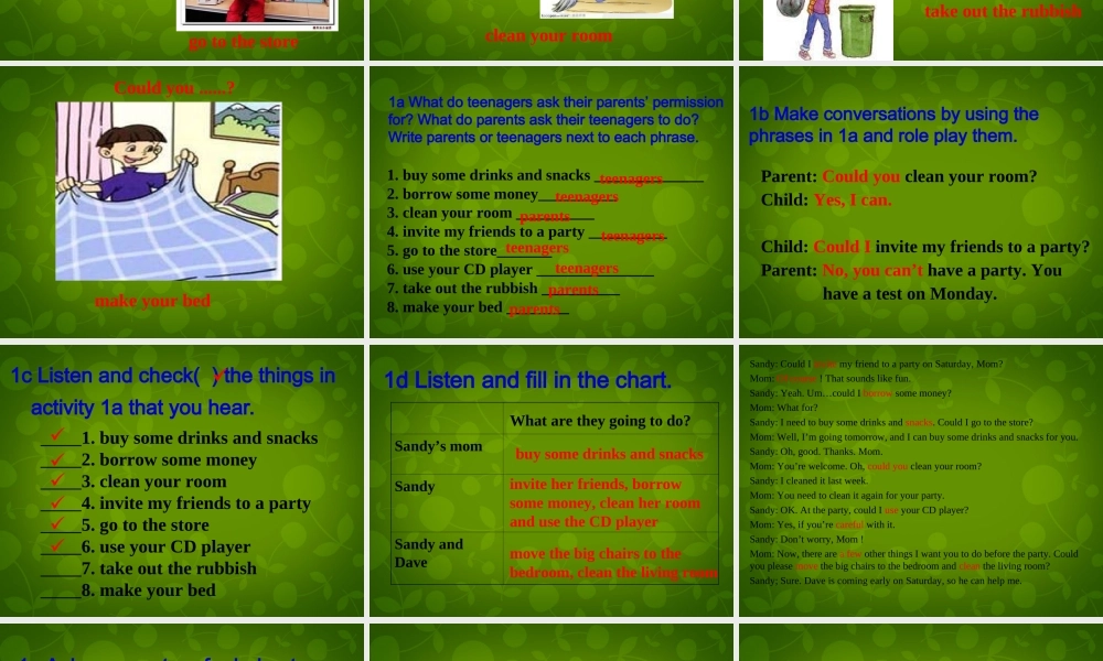 八年级英语下册 Unit 3 Could you please clean your room(第2课时)课件 (新版)人教新目标版 课件