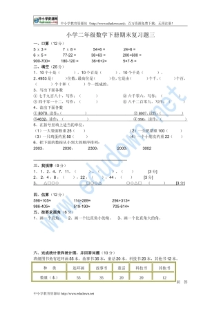 2011年建设小学二年级数学下册期末复习题