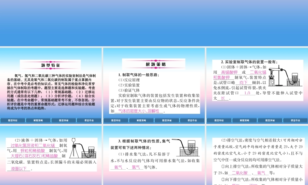中考化学复习 第2编 重点专题突破篇 专题突破5 常见气体的制取及净化(精讲)课件