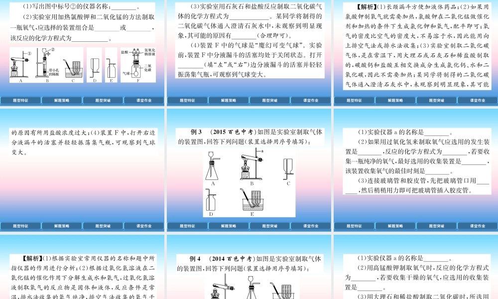 中考化学复习 第2编 重点专题突破篇 专题突破5 常见气体的制取及净化(精讲)课件