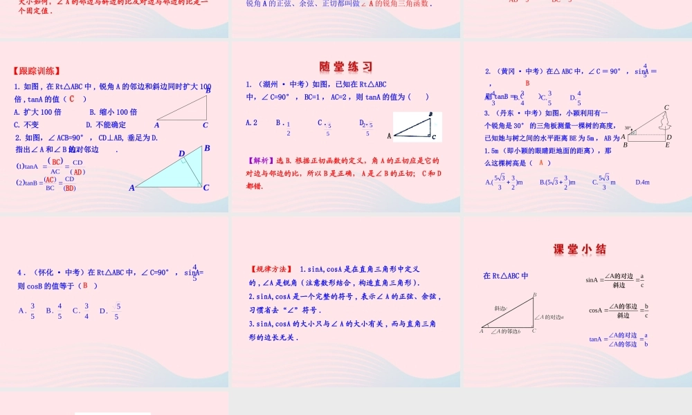 九年级数学下册 第二十八章 锐角三角函数281 锐角三角函数第2课时课件 (新版)新人教版 课件