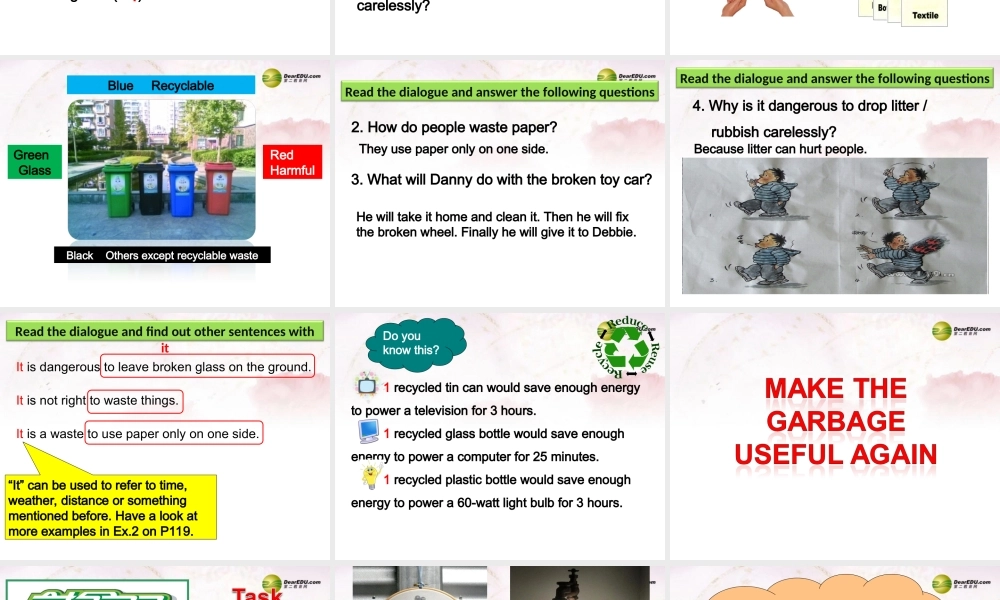 八年级英语下册 Unit 8 Save Our World Lesson 45 Let's Sort Garbage！课件 (新版)冀教版 课件