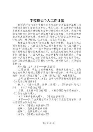 学校校长个人工作计划
