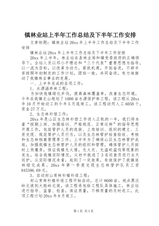 镇林业站上半年工作总结及下半年工作安排