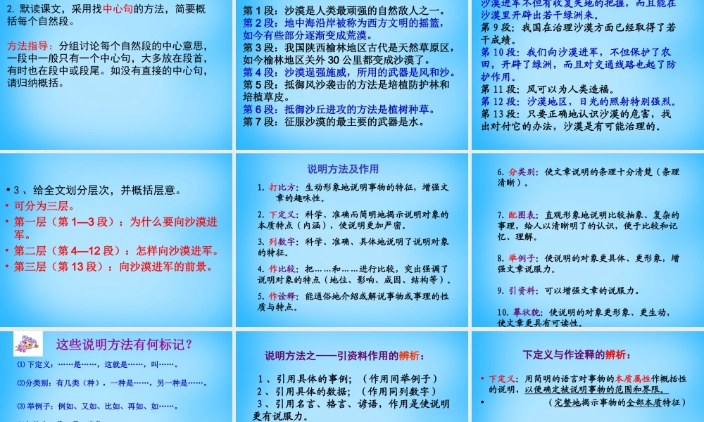 七年级语文上册 第四单元 第19课(向沙漠进军)课件 鲁教版 课件
