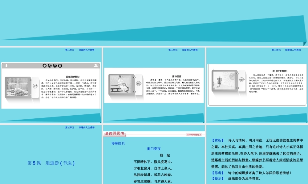 优化方案高考语文总复习第三单元深邃的人生感悟第5课逍遥游节选课件鲁人版必修5 课件