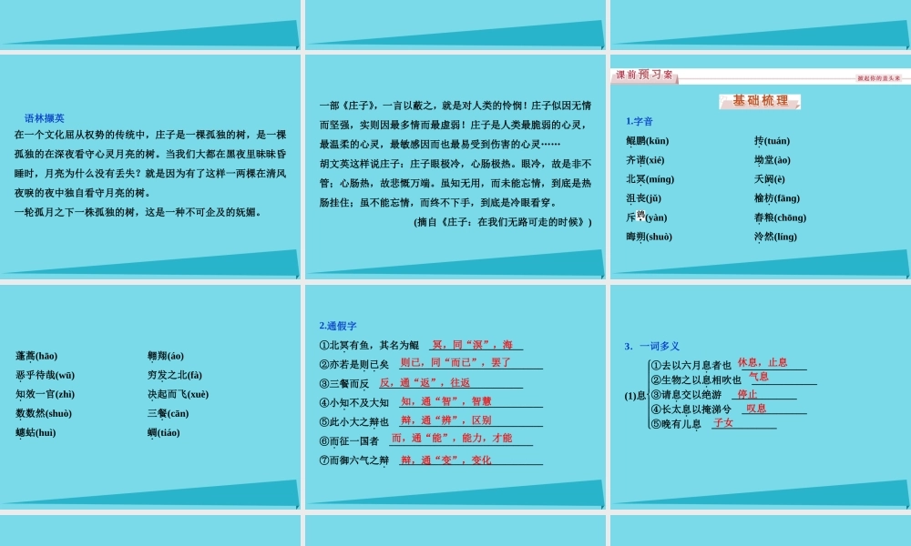 优化方案高考语文总复习第三单元深邃的人生感悟第5课逍遥游节选课件鲁人版必修5 课件