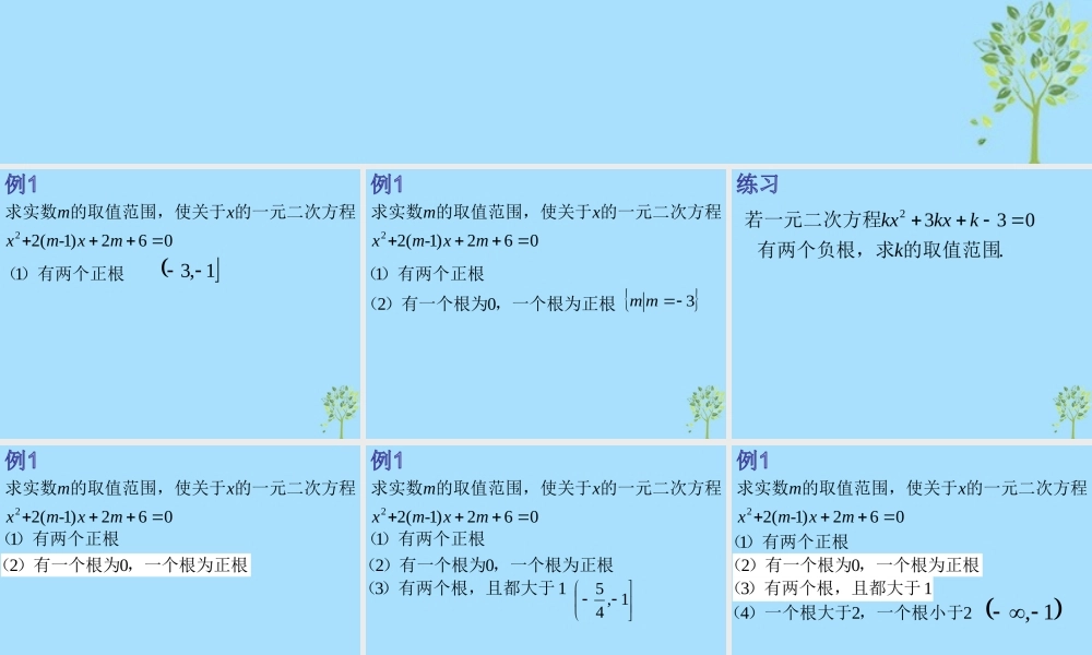 山西省忻州市高考数学 专题 二次函数根的分布复习课件