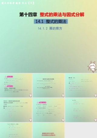 八年级数学上册 第十四章 整式的乘法与因式分解 14.1 整式的乘法 14.1.2 幂的乘方教学课件 (新版)新人教版 课件