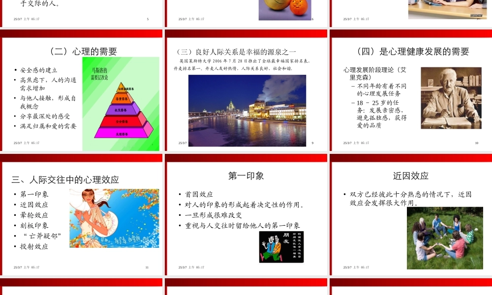 心理健康教育-健康的人际关系