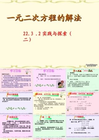 九年级数学一元二次方程的解法实际与探索二 华东师大版 课件
