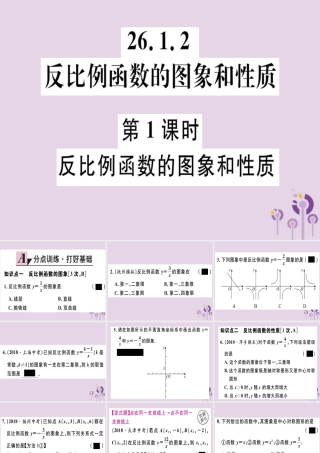 九年级数学下册 第二十六章 反比例函数 261 反比例函数 2612 第1课时 反比例函数的图象和性质习题讲评课件 (新版)新人教版 课件