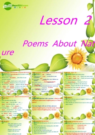 九年级英语下册：Unit1 You Can Write Poetry Lesson 2 Poems  About  Nature课件(冀教版) 课件