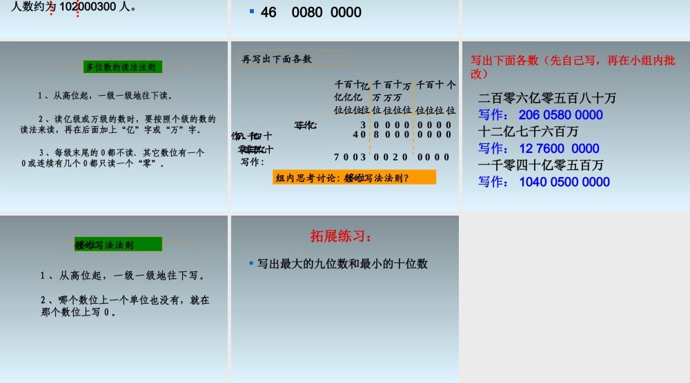 小学人教四年级数学亿以上数的认识