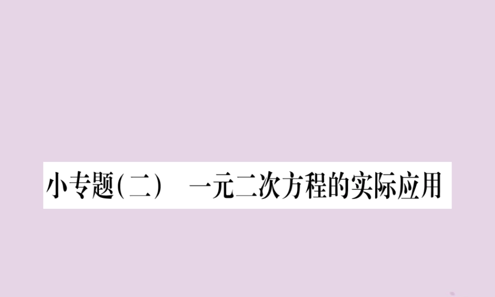 九年级数学上册 第2章 一元二次方程 小专题(2)一元二次方程的实际应用作业课件 (新版)湘教版 课件