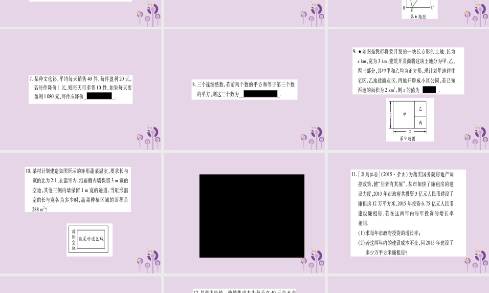九年级数学上册 第2章 一元二次方程 小专题(2)一元二次方程的实际应用作业课件 (新版)湘教版 课件