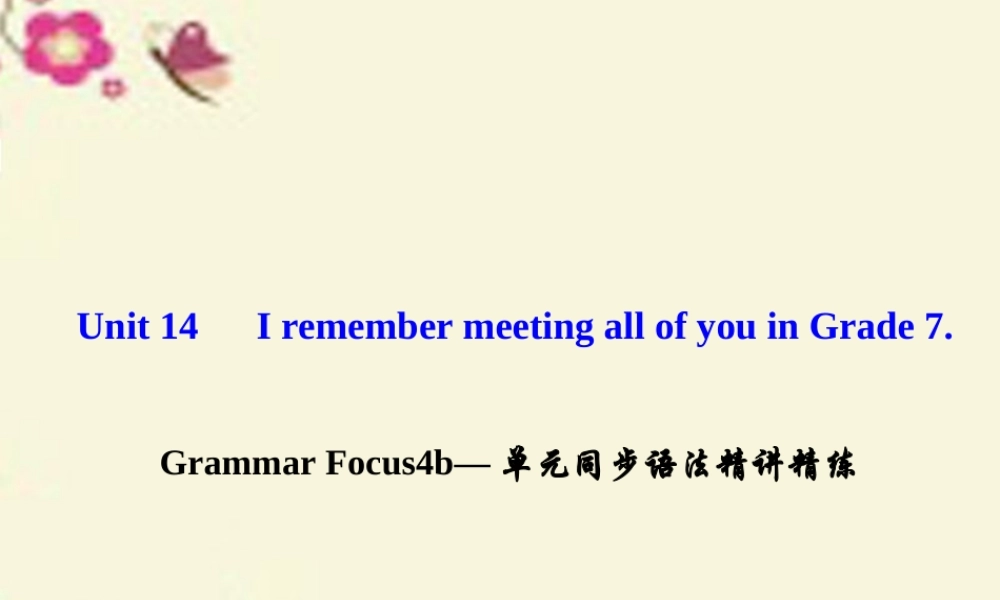 九年级英语全册 Unit 14 I remember meeting all of you in Grade 7 Grammar Focus 4b单元同步语法精讲精练课件 (新版)人教新目标版 课件