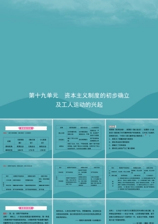 中考历史复习 第十九单元 资本主义制度的初步确立及工人运动的兴起课件