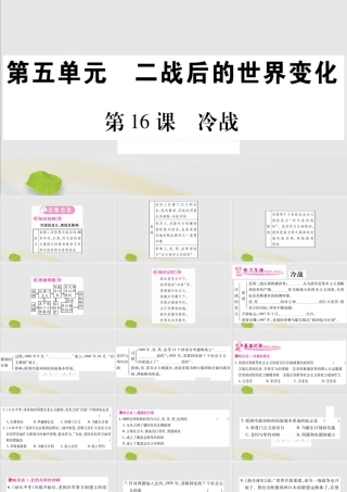 九年级历史下册 第五单元 冷战和美苏对峙的世界 第16课 冷战习题课件 新人教版 课件