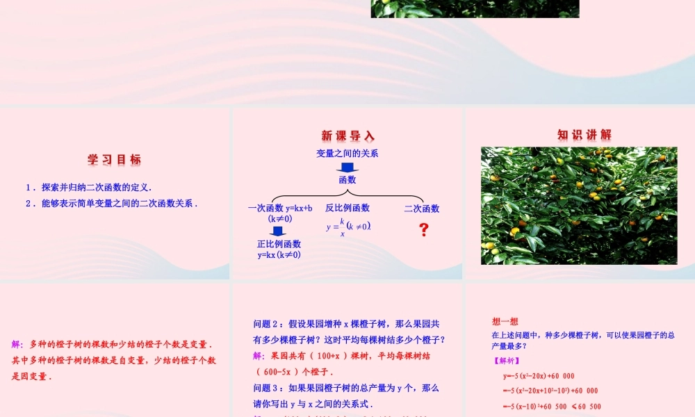 九年级数学下册 第二章二次函数 1二次函数所描述的关系课件 北师大版 课件