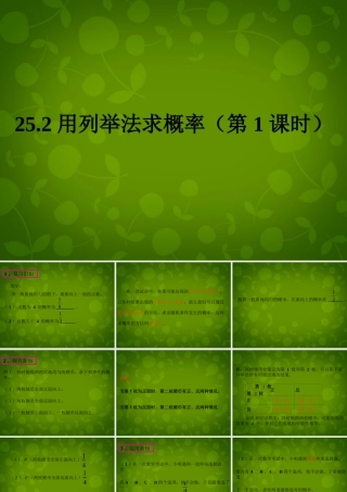 中学九年级数学上册 25.2 用列举法求概率(第1课时)课件 (新版)新人教版 课件