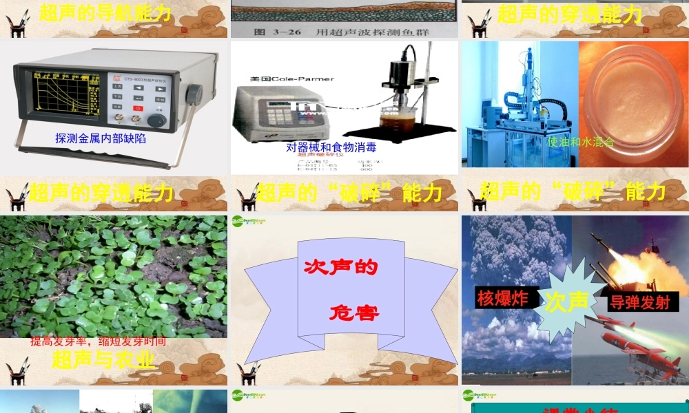 八年级物理上册 超声与次声课件 北师大版 课件