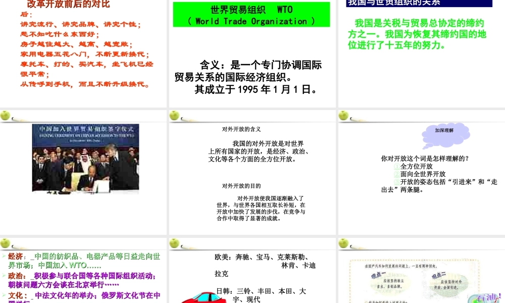 九年级政治 第二单元第四课第一节对外开放的基本国策课件 人教新课标版 课件