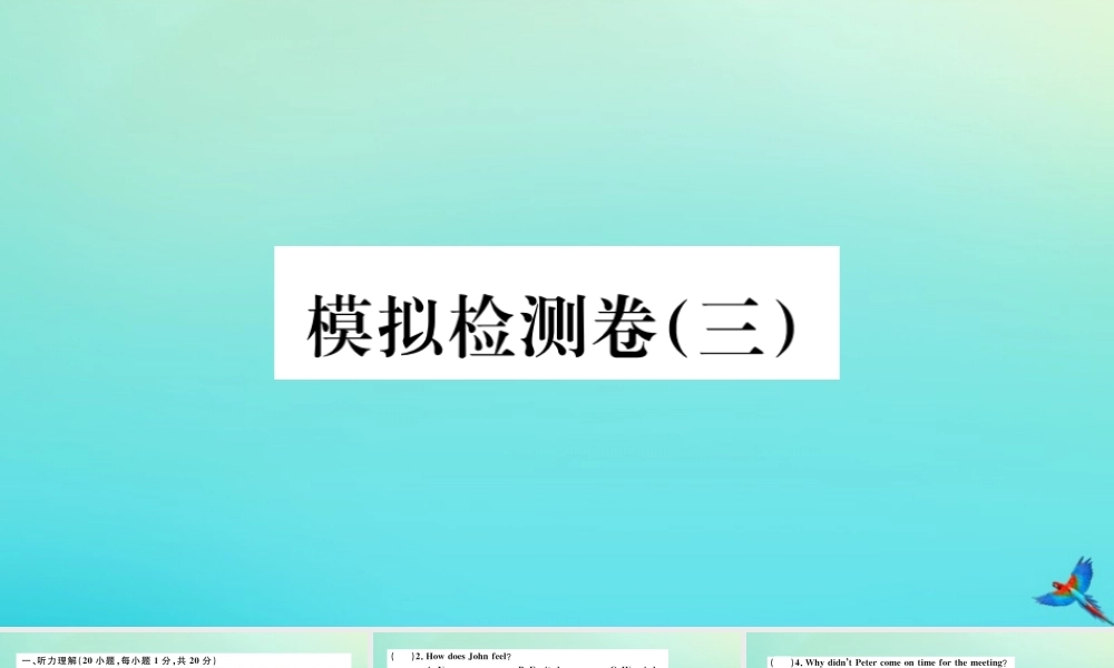 九年级英语全册 模拟检测卷(3)习题课件 (新版)人教新目标版 课件