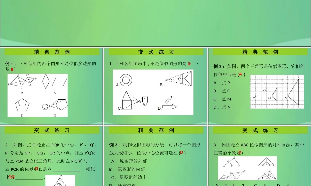 九年级数学上册 第4章 图形的相似 第13课时 图形的位似(1)(课堂导练)习题课件 (新版)北师大版 课件