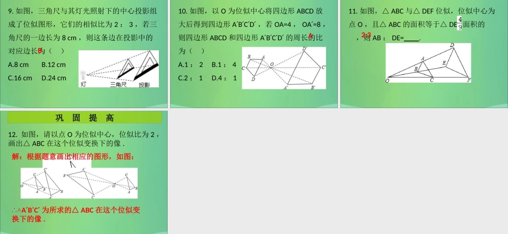 九年级数学上册 第4章 图形的相似 第13课时 图形的位似(1)(课堂导练)习题课件 (新版)北师大版 课件