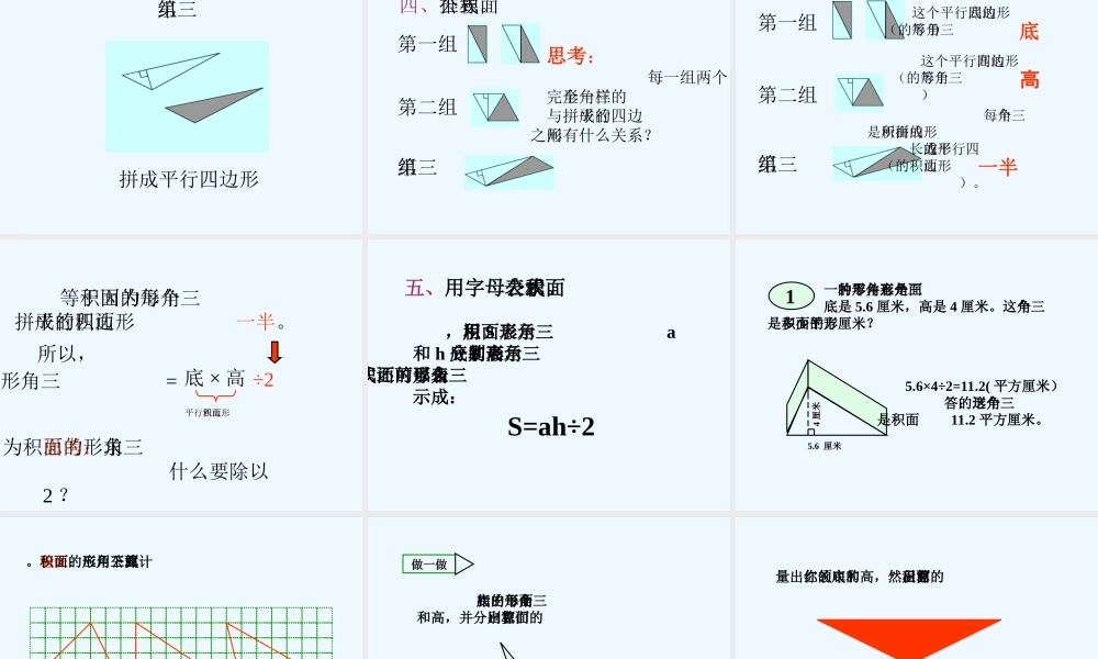 苏教版五年级上册三角形面积的计算