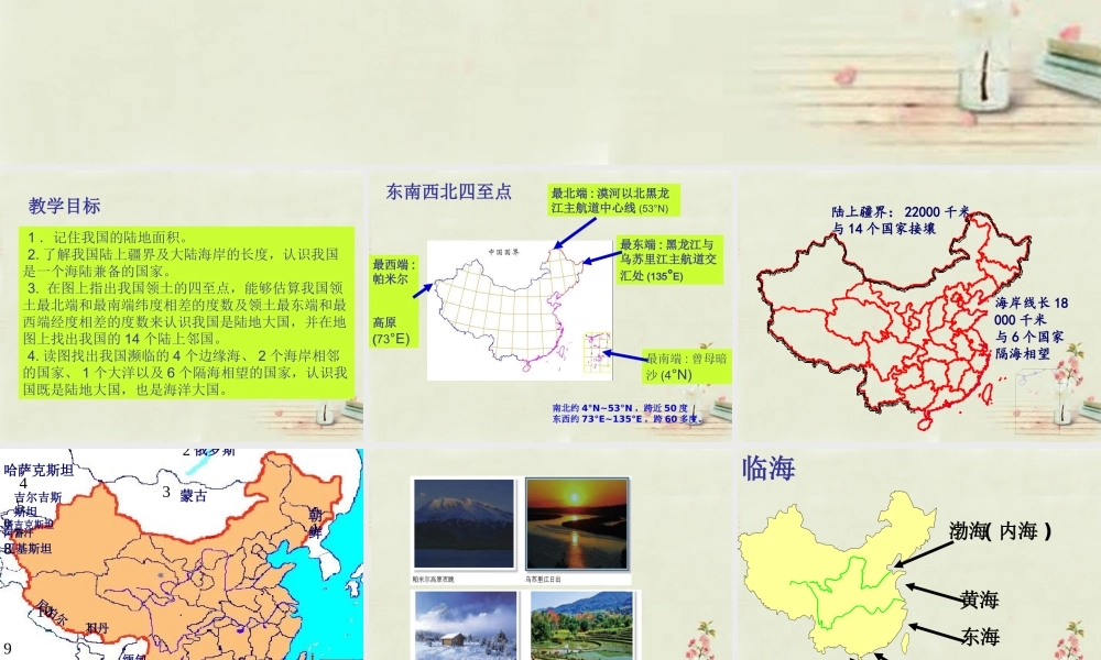 八年级地理上册 1.1 辽阔的疆域(第2课时)课件 (新版)商务星球版 课件