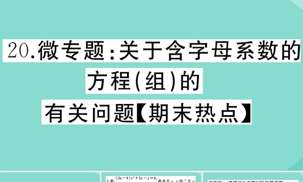 八年级数学上册 第五章 二元一次方程组 微专题：关于含字母系数的方程(组)的有关问题作业课件 (新版)北师大版 课件