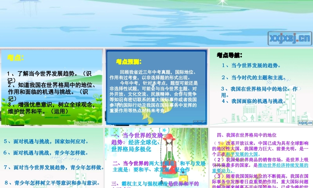 中考政治专题复习 国际舞台上的中国 课件