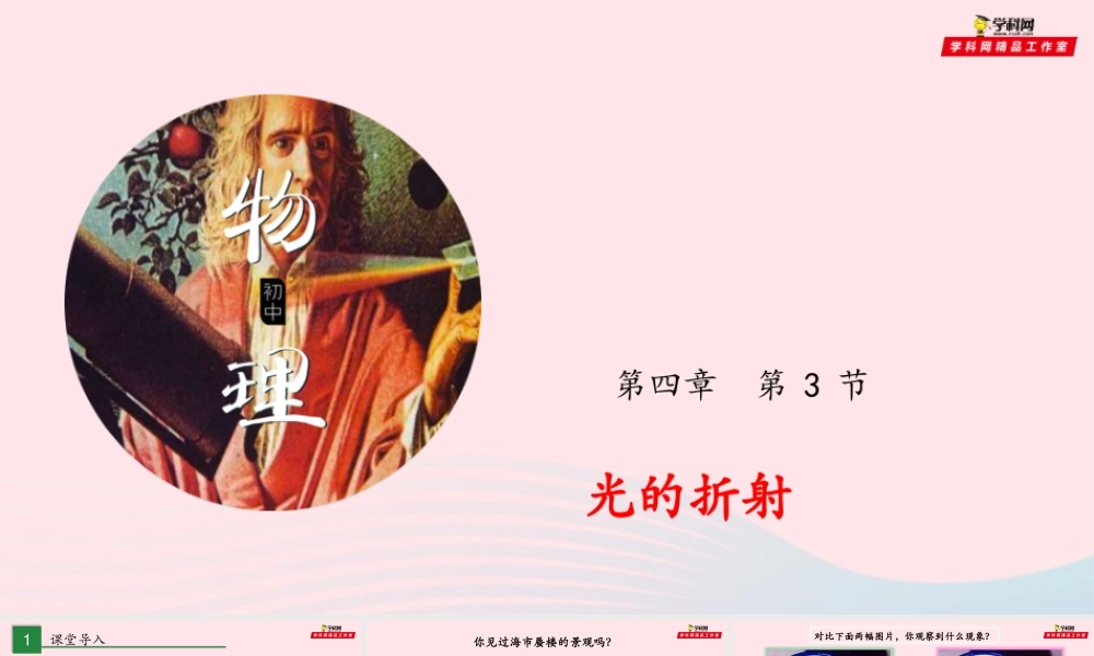 专题4.3 光的折射课件 八年级物理全册 4.3 光的折射课件+素材 (新版)沪科版 八年级物理全册 4.3 光的折射课件+素材 (新版)沪科版-2