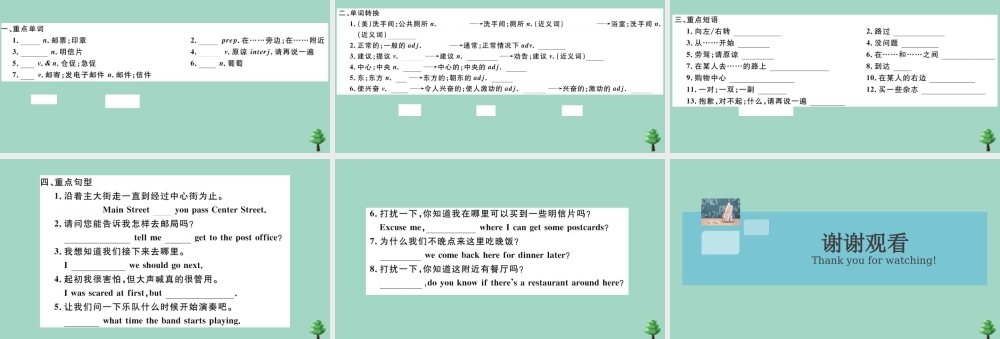 九年级英语全册 Unit 3 Could you please tell me where the restrooms are Section A(小册子)作业课件 (新版)人教新目标版 课件