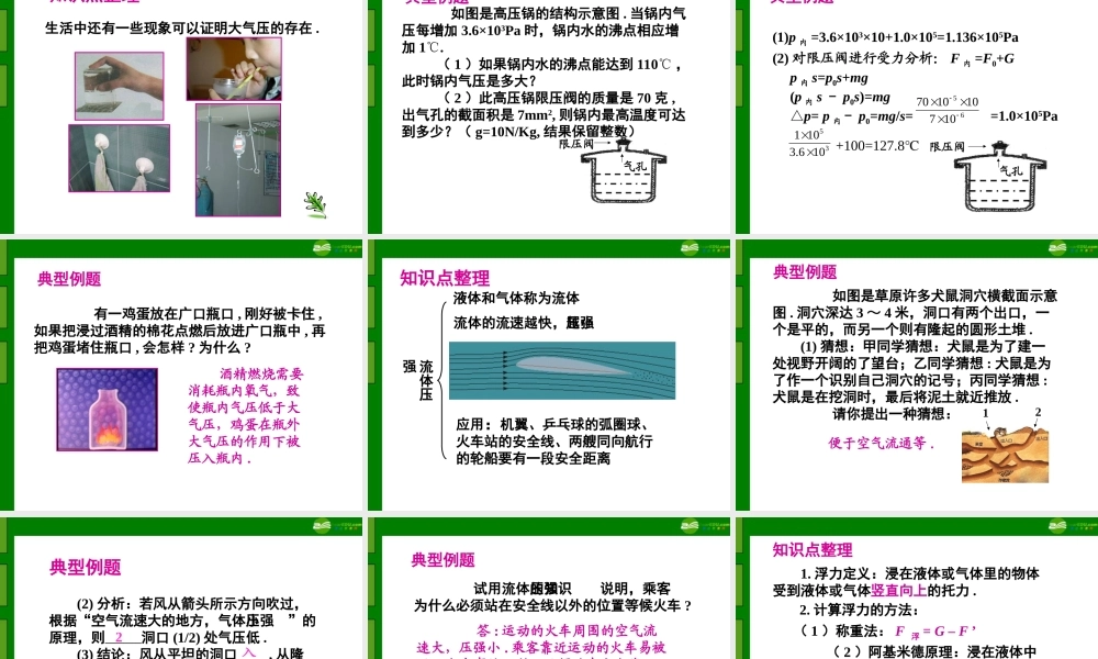 八年级物理下册 压强和浮力复习课件 苏科版 课件