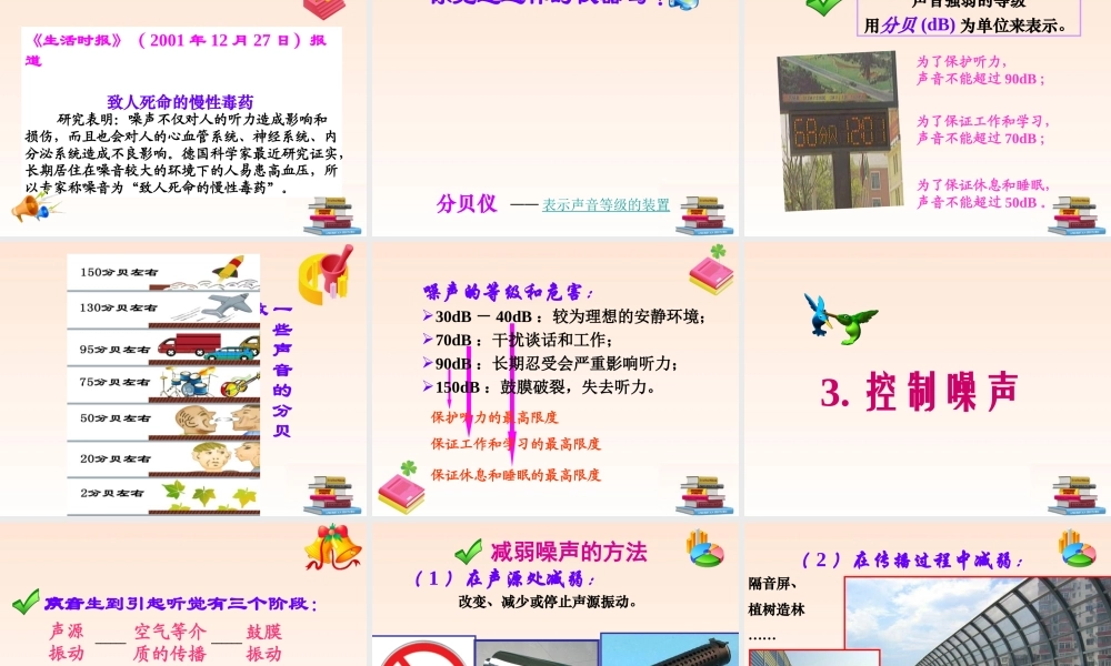 八年级物理上册 第一章(噪声的危害和控制)课件 人教新课标版 课件